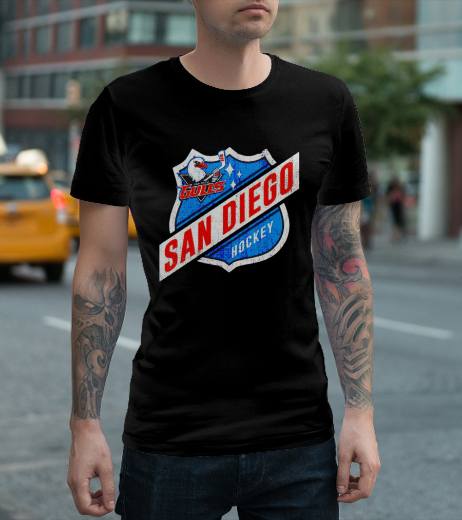 San Diego Gulls Hockey Team Shield Emblem T-Shirt
