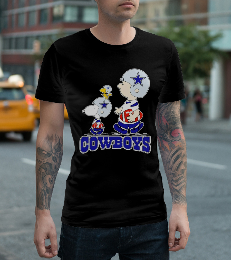 Cowboys Snoopy Charlie Brown Woodstock Football Helmets T-Shirt