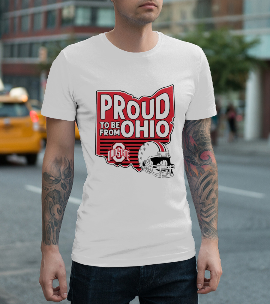 Ohio State Proud to Be From Ohio Football Helmet Logo Buckeyes T-Shirt
