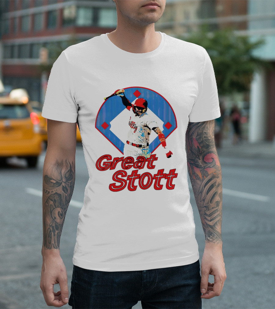 Great Stott Philadelphia Phillies Bat Spike T-Shirt