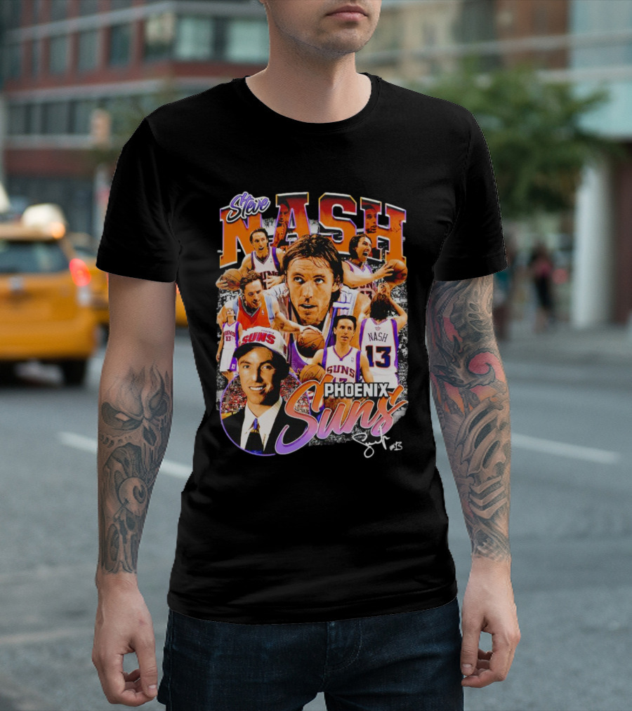 Steve Nash Phoenix Suns Basketball NBA Signature Collage T-Shirt