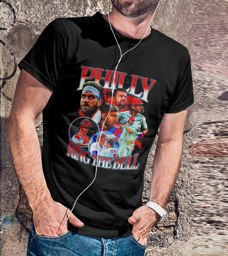 PHILLY RING THE BELL Baseball Players Collage T-Shirt
