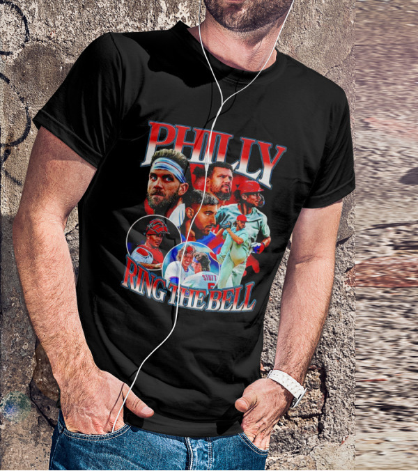 PHILLY RING THE BELL Baseball Players Collage T-Shirt