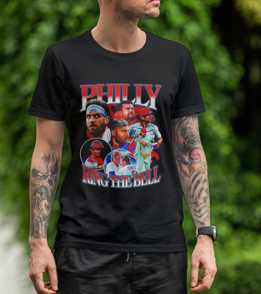 PHILLY RING THE BELL Baseball Players Collage T-Shirt