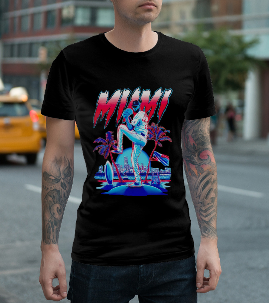 Miami Marlins Sandy Alcántara Cartoon Vintage T-Shirt
