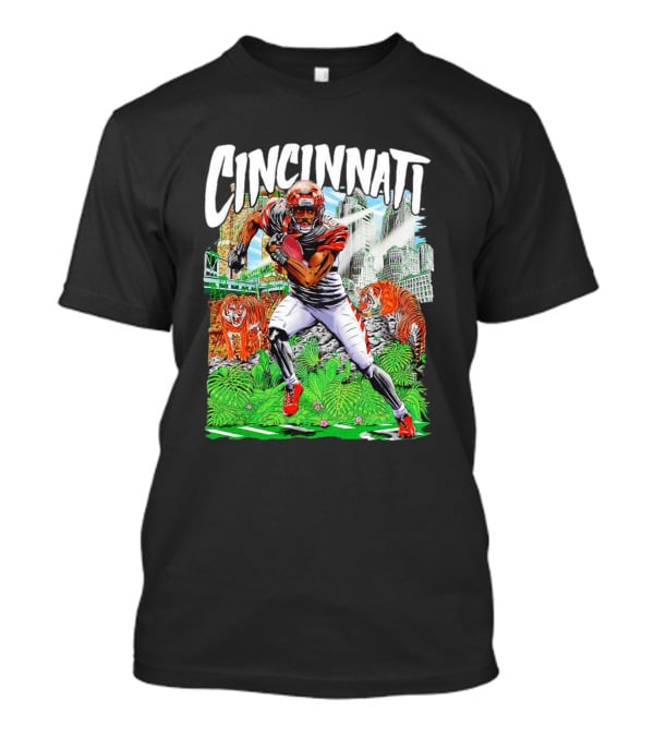 Cincinnati Bengals A.J. Green Cartoon Vintage Tigers Background T-Shirt