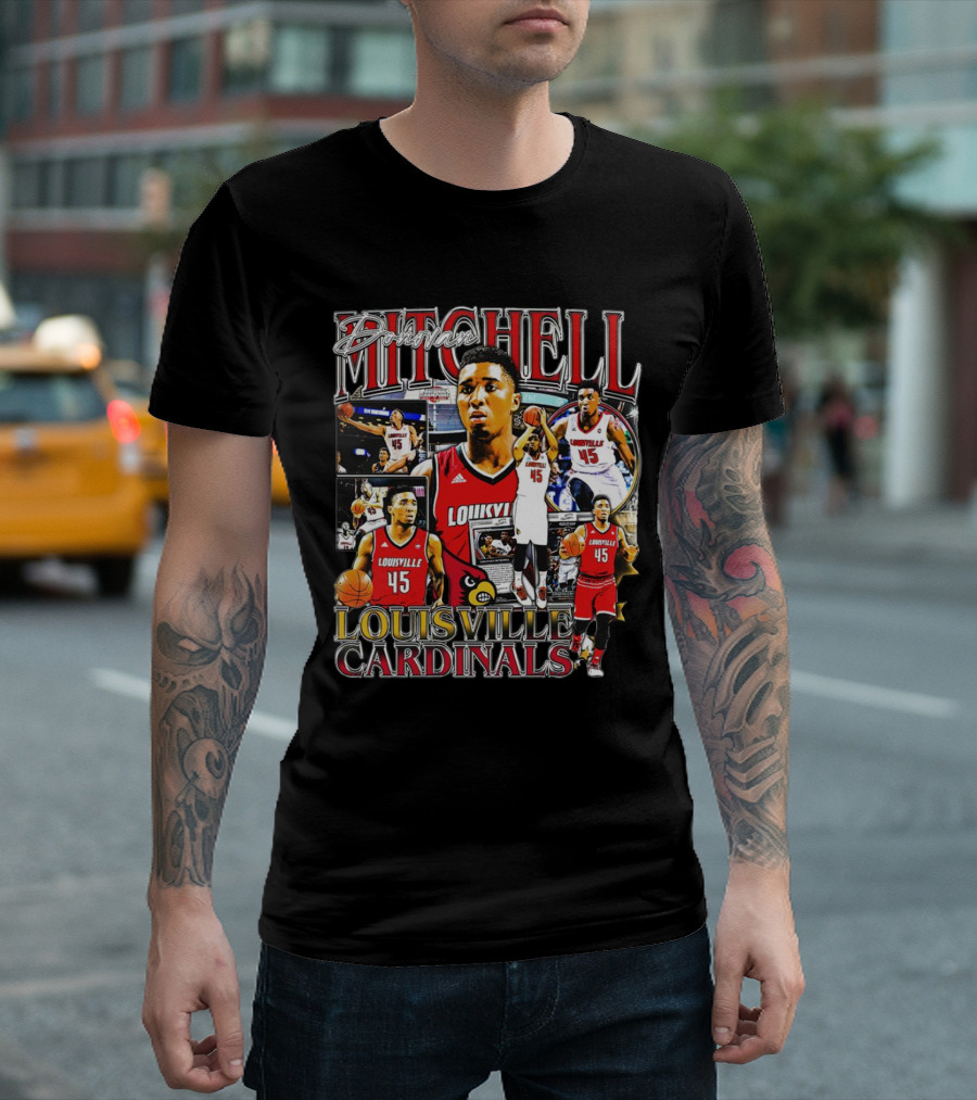 Donovan Mitchell Louisville Cardinals Basketball Highlights Collage T-Shirt