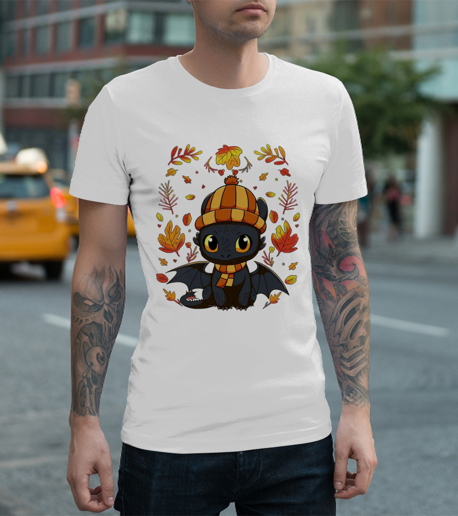 Fall Night Fury Thanksgiving Autumn Leaves T-Shirt