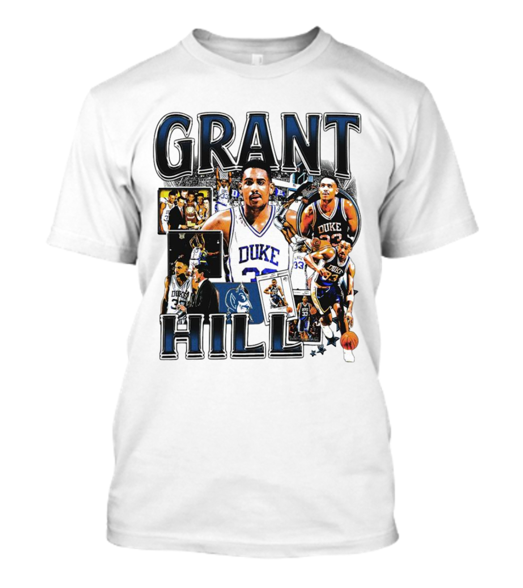 Grant Hill Duke Blue Devils Basketball Collage NBA Icon Player T-Shirt