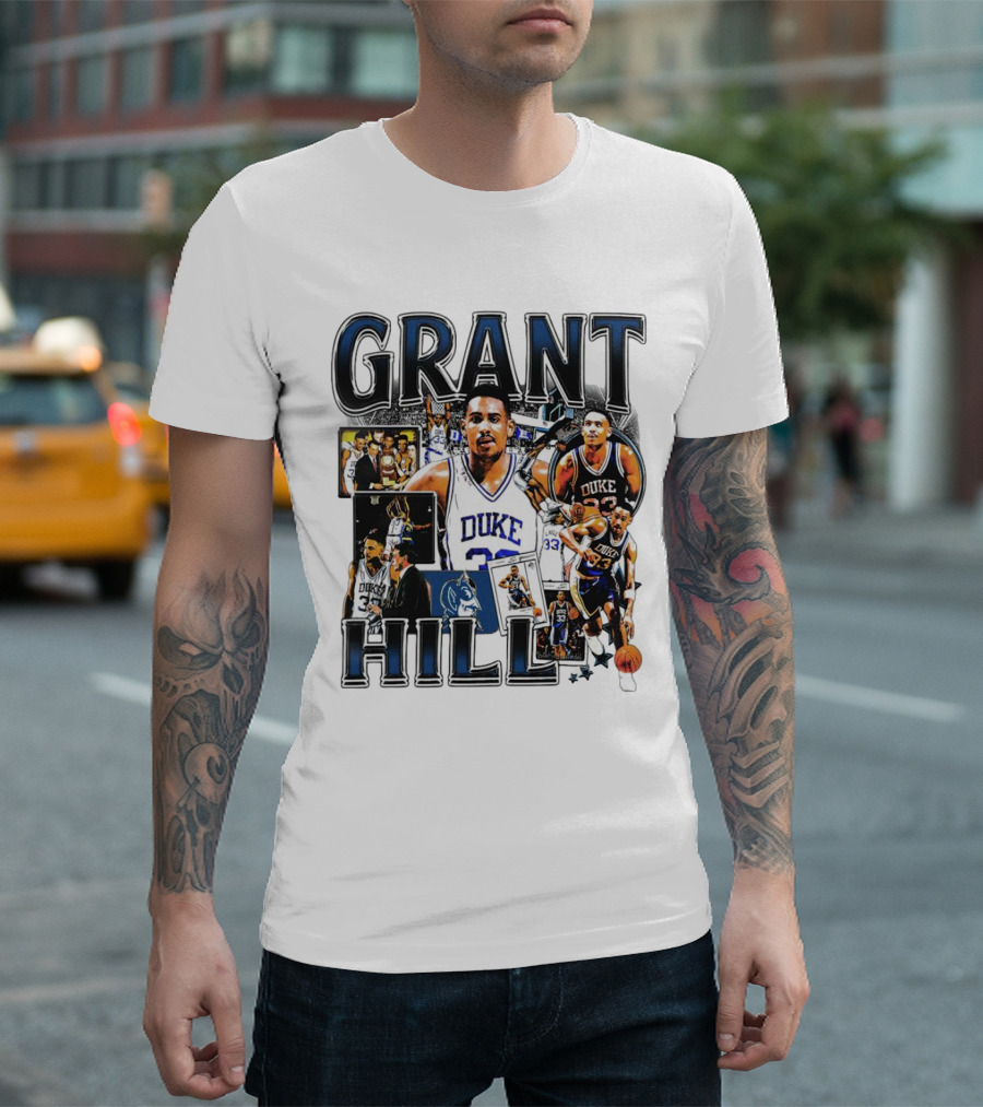 Grant Hill Duke Blue Devils Basketball Collage NBA Icon Player T-Shirt