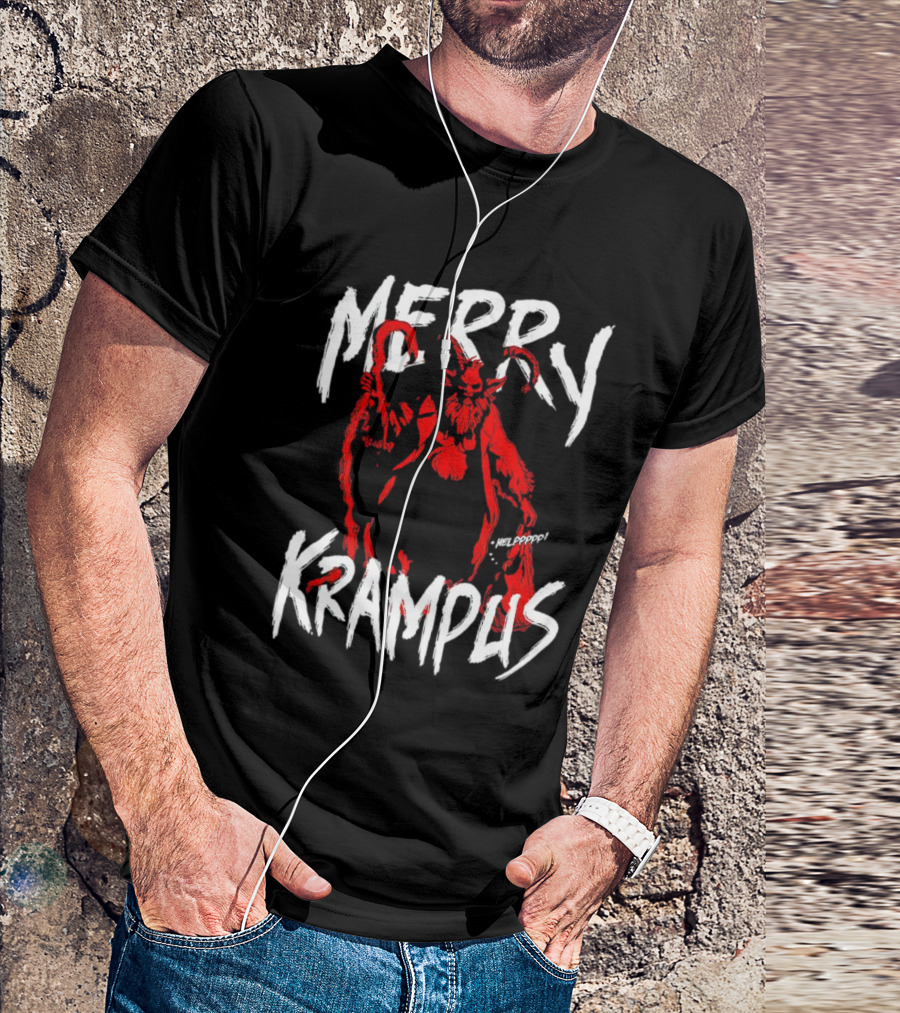 Merry Krampus Helpppp Horror Red Demon T-Shirt
