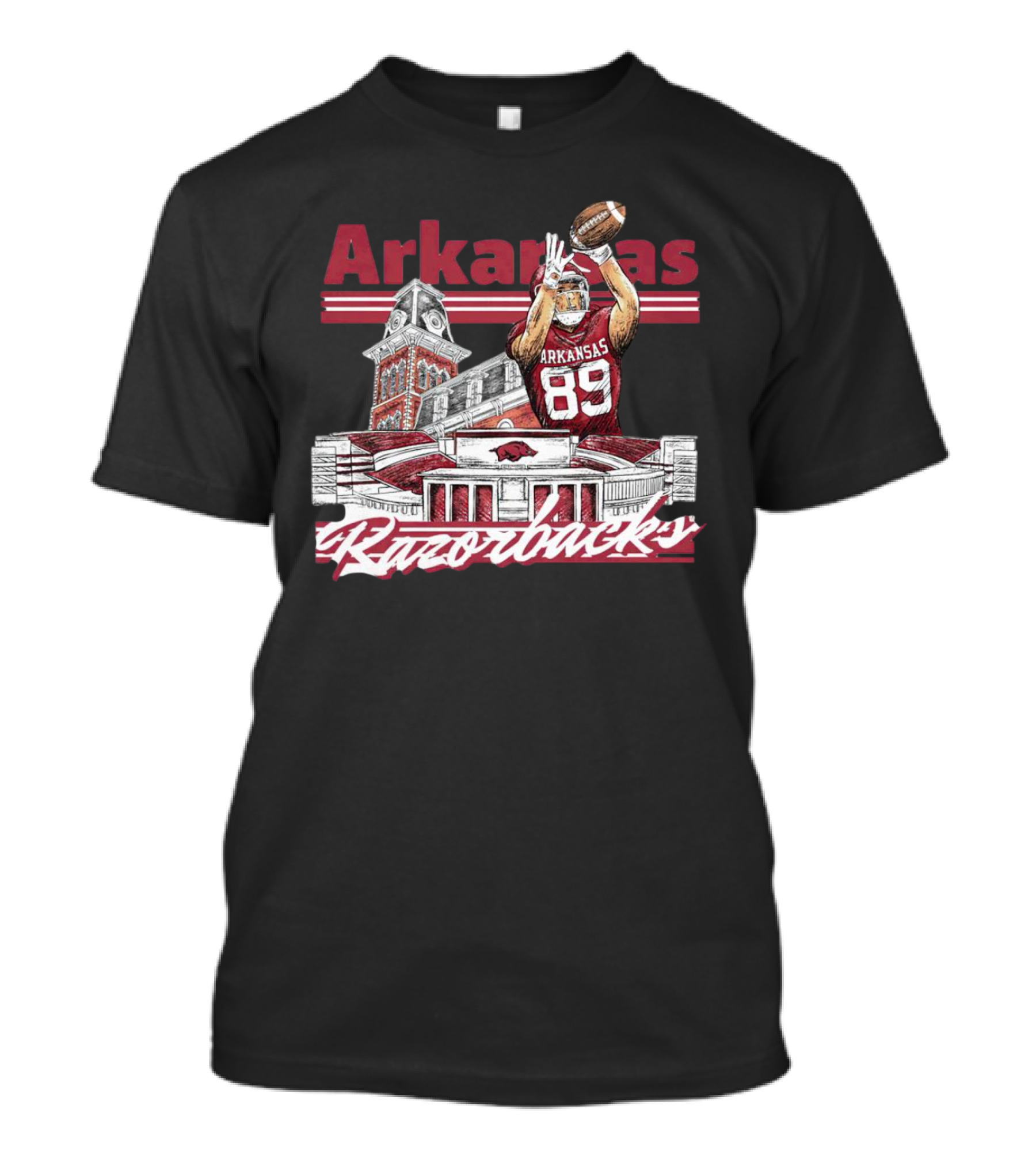 Arkansas Razorbacks Collegiate Landmarks Football Player 89 T-Shirt