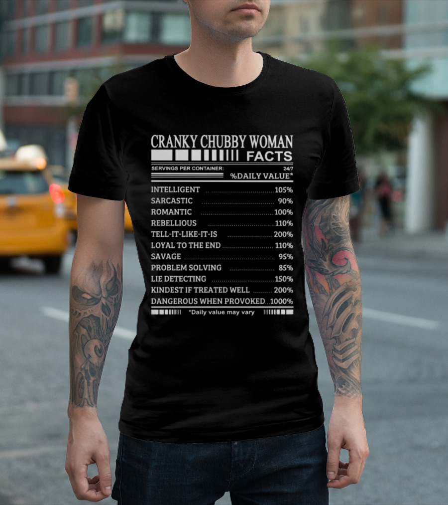 Cranky Chubby Woman Facts Intelligent Sarcastic Romantic Rebellious Tell-It-Like-It-Is Loyal Savage Problem Solving Lie Detecting Kindest Dangerous 24