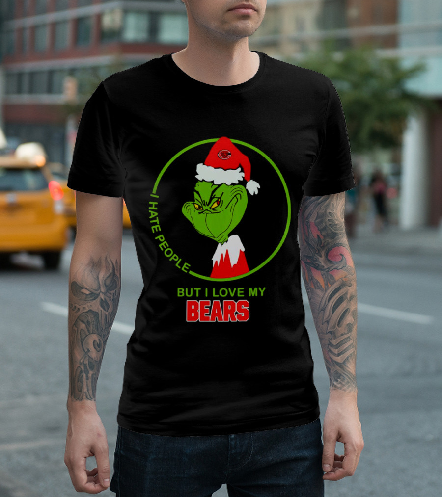 I Hate People But I Love My Bears Grinch Christmas Hat T-Shirt