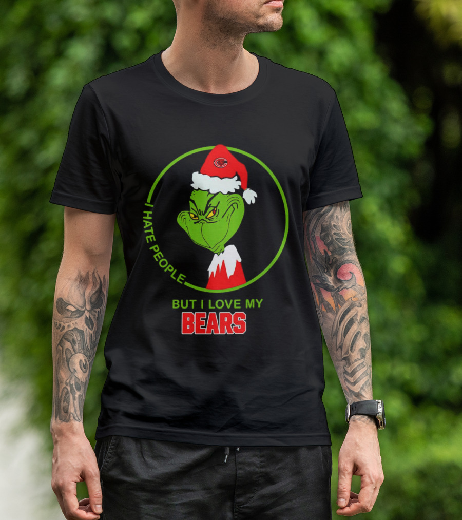 I Hate People But I Love My Bears Grinch Christmas Hat T-Shirt