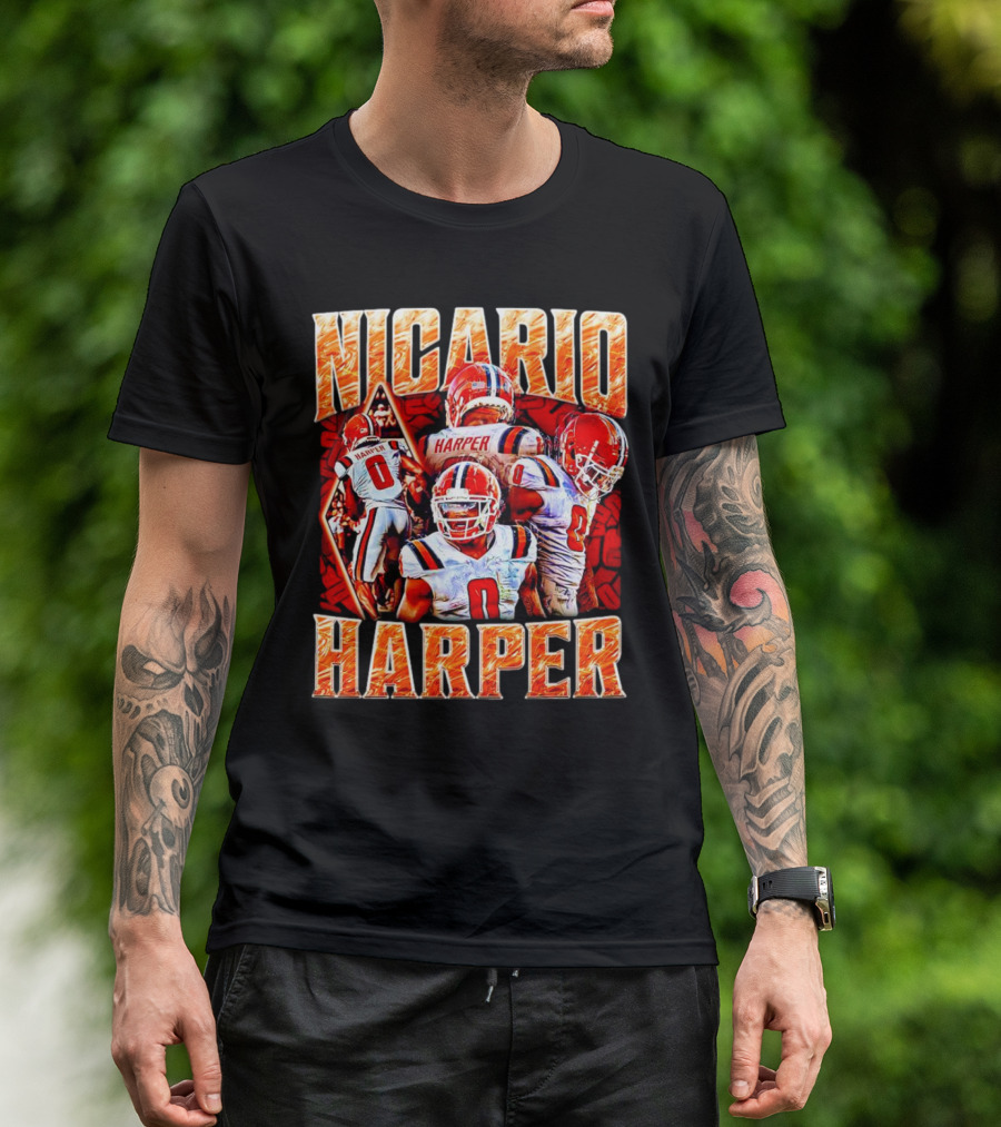 Nicario Harper Illinois Fighting Illini Football Vintage Harper 0 Jersey Collage T-Shirt