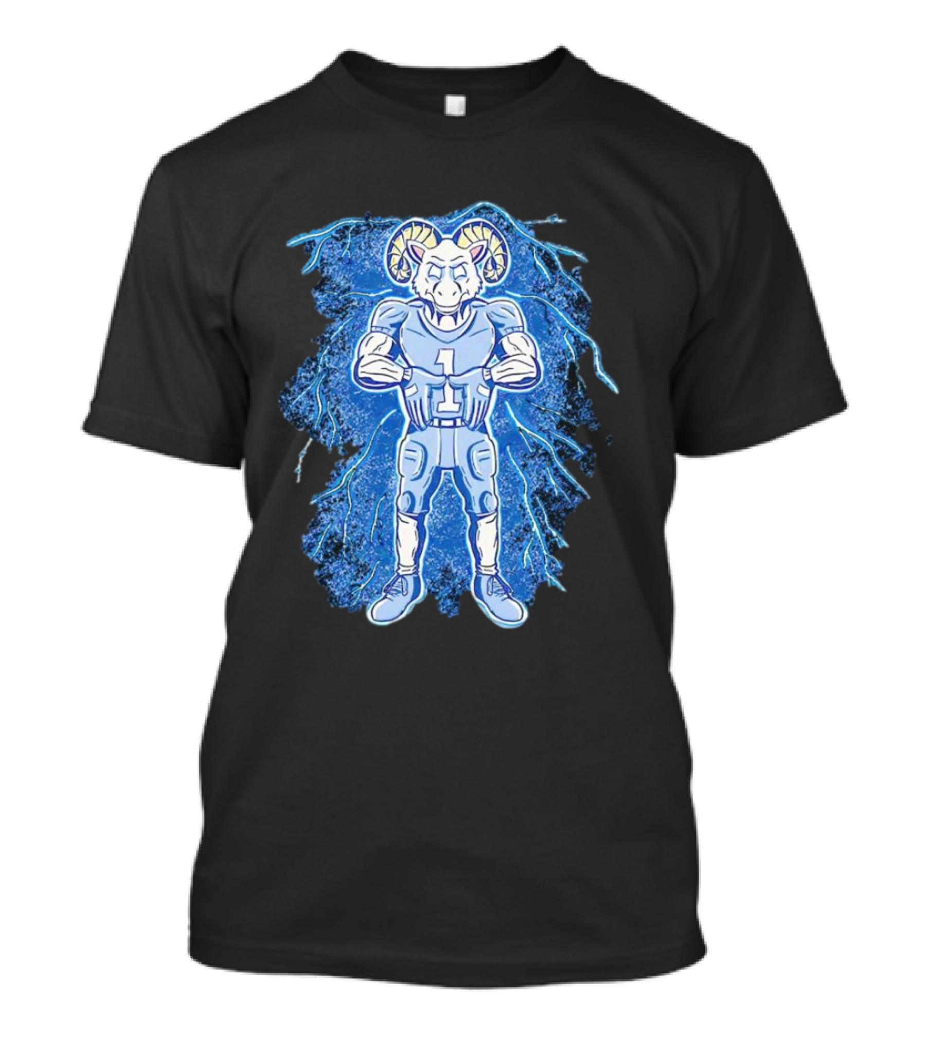 Rameses North Carolina Tar Heels Storm Lightning Mascot T-Shirt