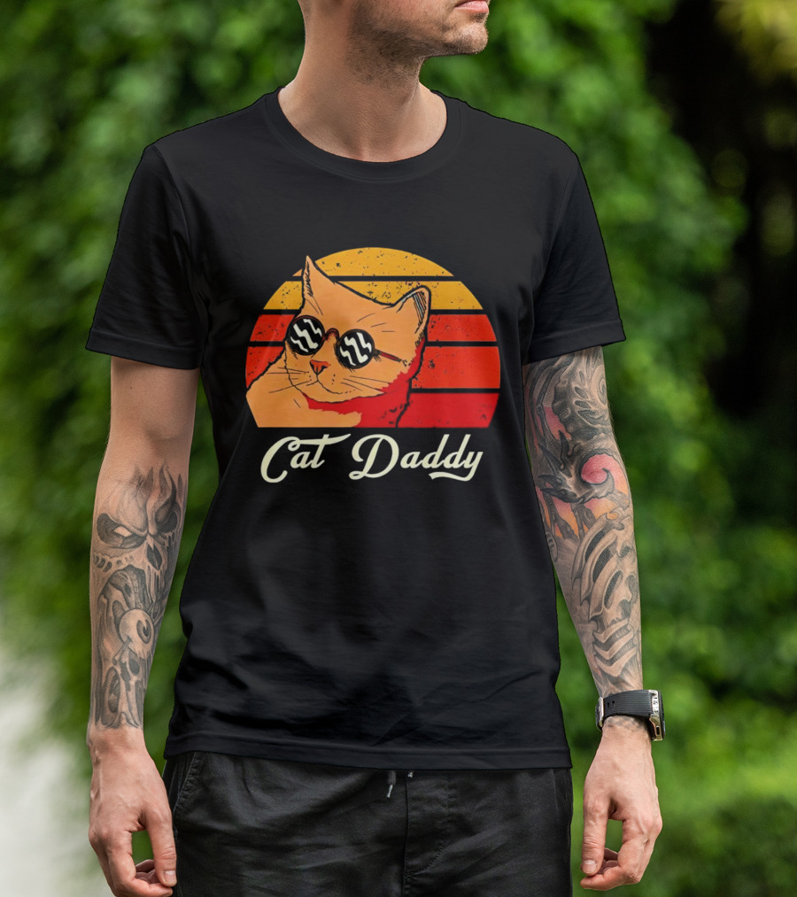 Vintage Cat Daddy Retro Sunglasses Sunburst T-Shirt