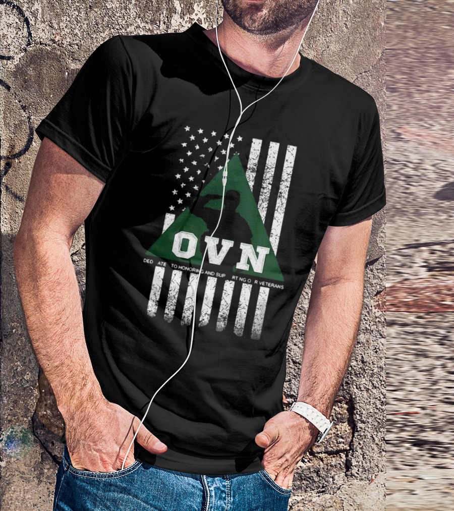 OVN Honoring And Supporting Our Veterans With American Flag And Saluting Soldier T-Shirt