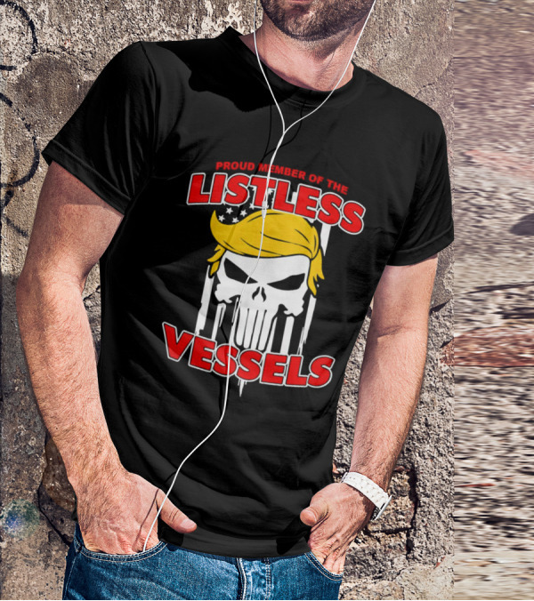 Proud Member Of The Listless Vessels Skull Hair American Flag T-Shirt