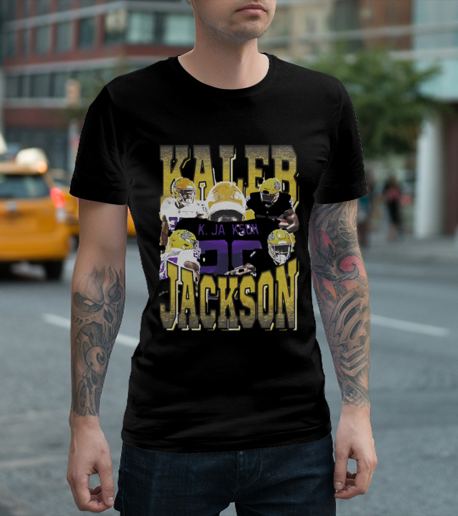 Kaleb Jackson LSU Tigers Football Vintage Retro Athlete Collage T-Shirt