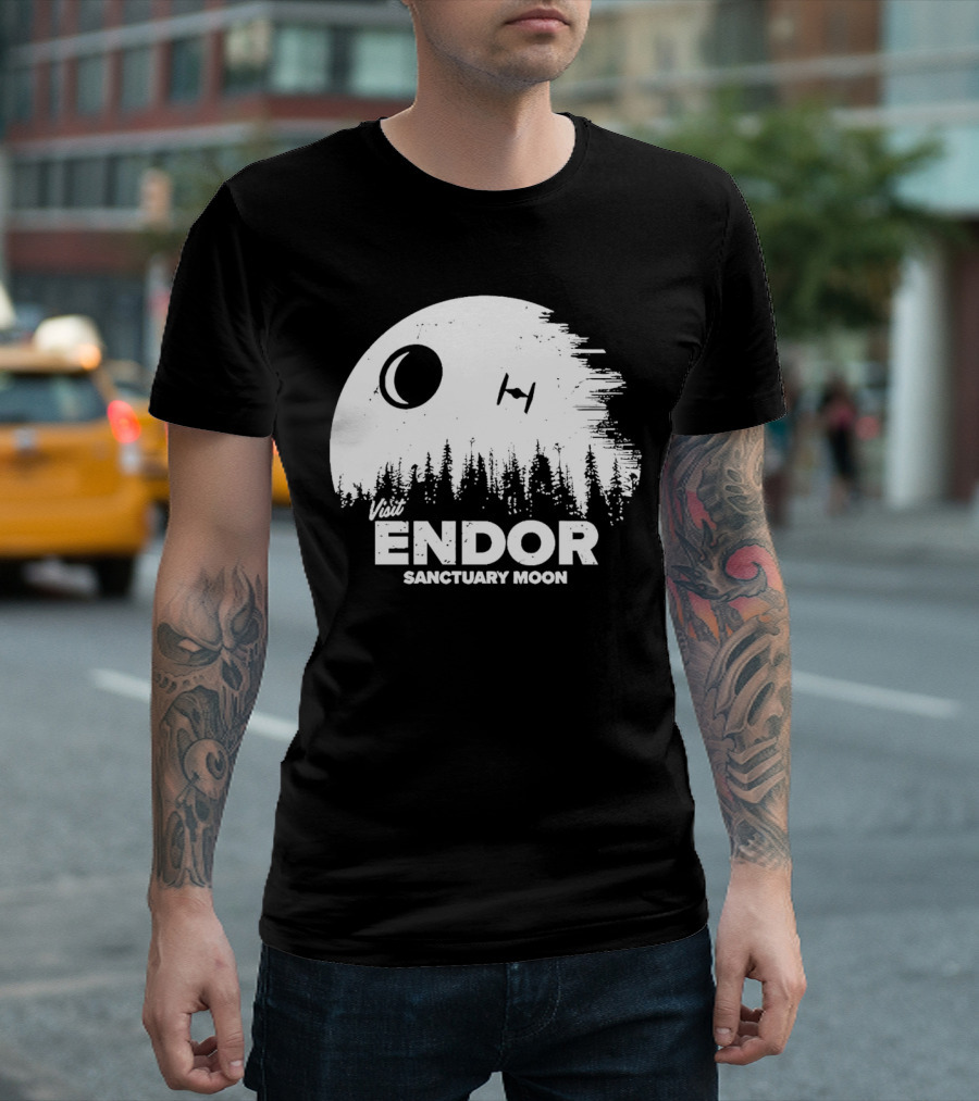 Visit Endor Sanctuary Moon Forest and Spaceship Scene T-Shirt