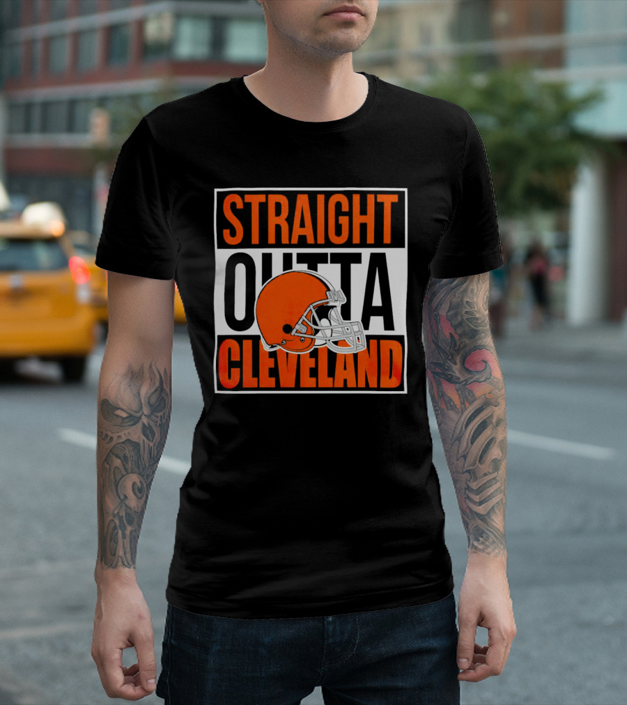 Cleveland Browns Straight Outta Cleveland Helmet T-Shirt