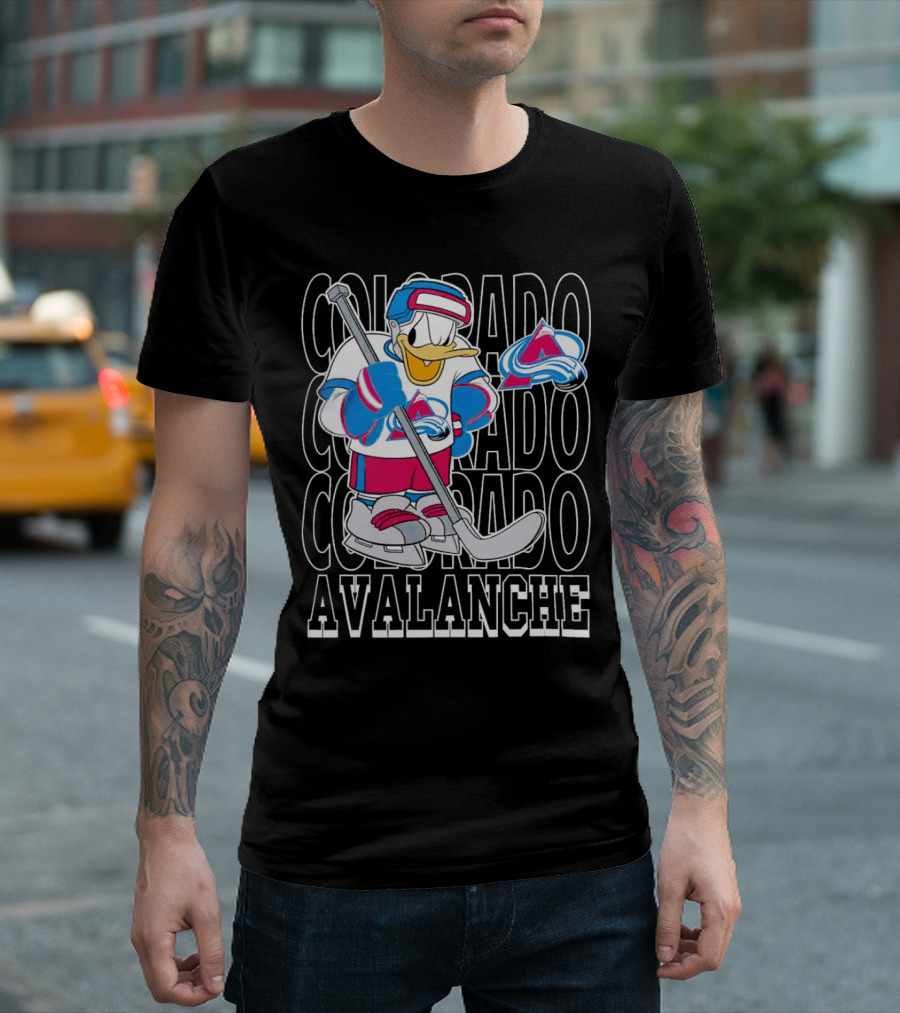 Colorado Avalanche Disney Donald Duck Hockey Team Burgundy T-Shirt
