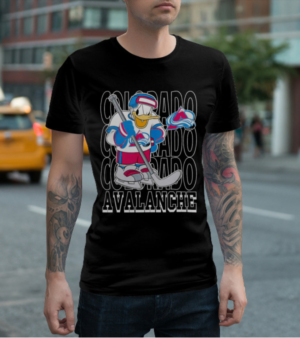 Colorado Avalanche Disney Donald Duck Hockey Team Burgundy T-Shirt