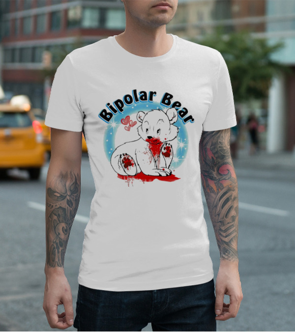 Bipolar Bear Bloodstained Cute Cartoon With Hearts And Stars T-Shirt