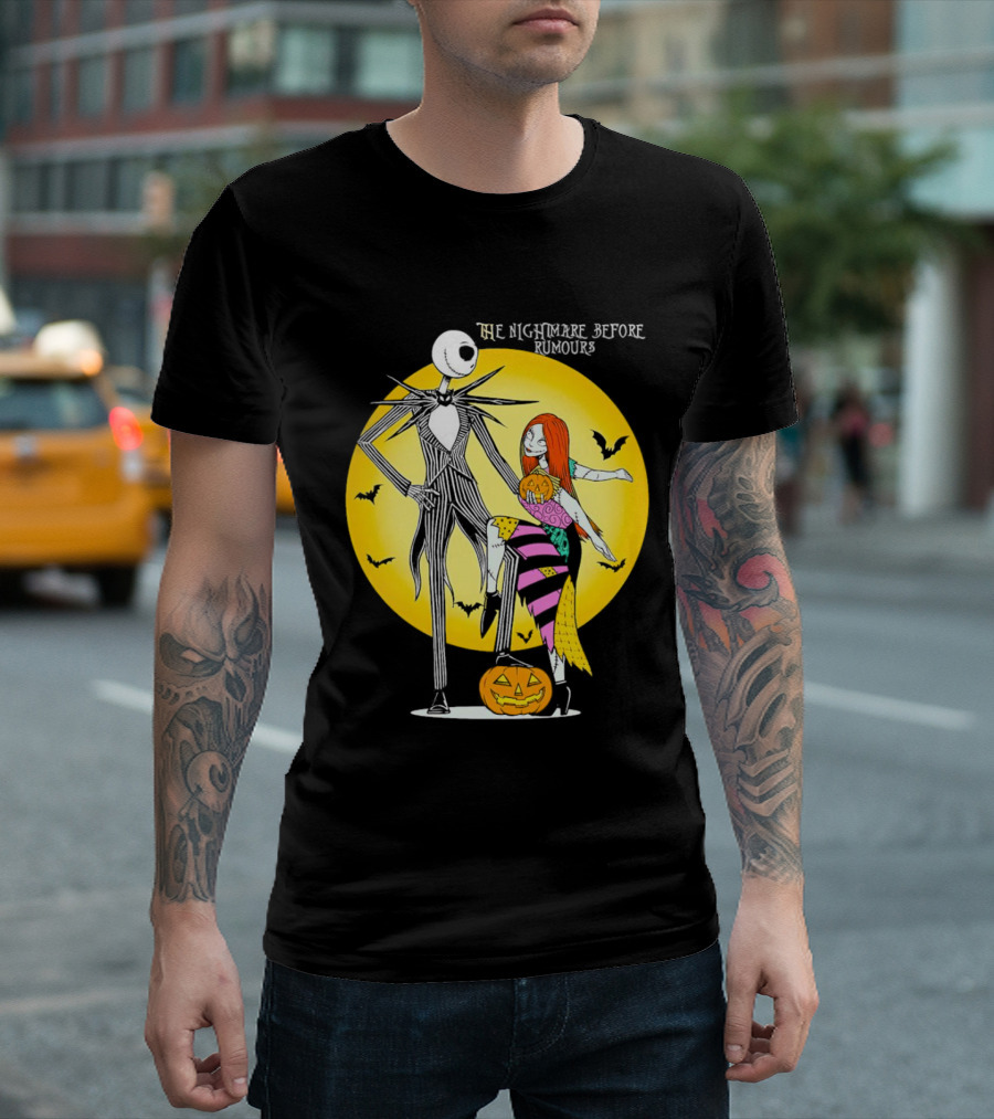 The Nightmare Before Rumours Jack Sally Halloween Bats Pumpkin T-Shirt
