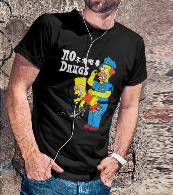 NO DRUGS The Simpson Police Officer抓住Bart Simpson不准吸毒 T-Shirt
