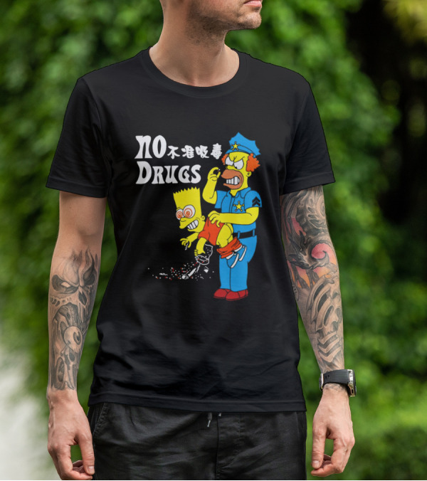 NO DRUGS The Simpson Police Officer抓住Bart Simpson不准吸毒 T-Shirt