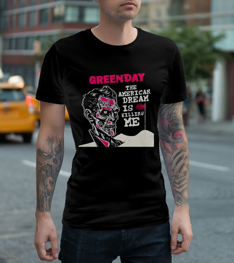 Green Day The American Dream Is Killing Me Zombie American Flag T-Shirt