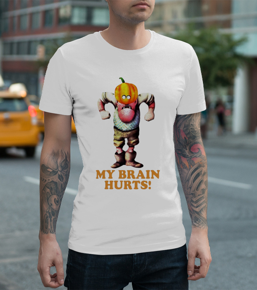 Gumby Halloween My Brain Hurts Pumpkin Head Character T-Shirt