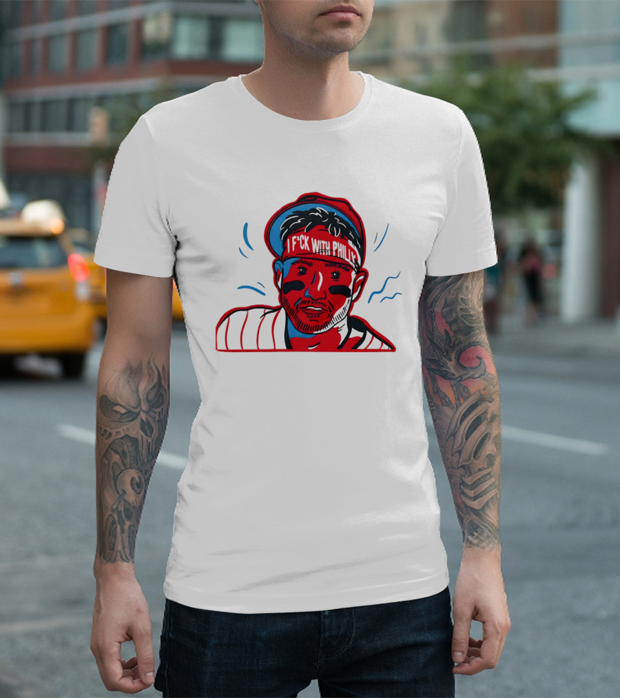 I Fck With Philly Philadelphia Phillies Cartoon Player Fan T-Shirt