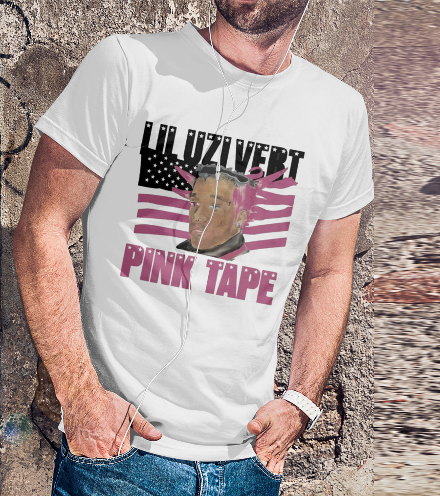 Lil Uzi Vert Pink Tape Black American Flag T-Shirt