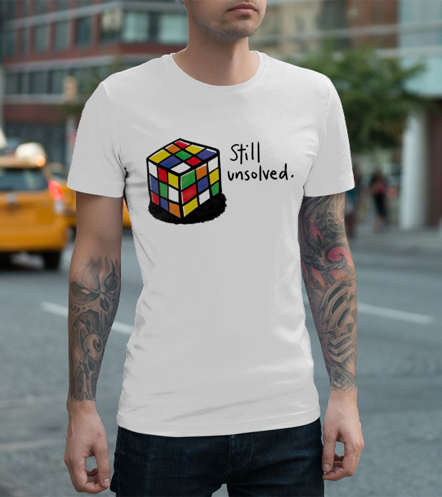 Rubik's Cube Still Unsolved Black Background Puzzle Humor T-Shirt