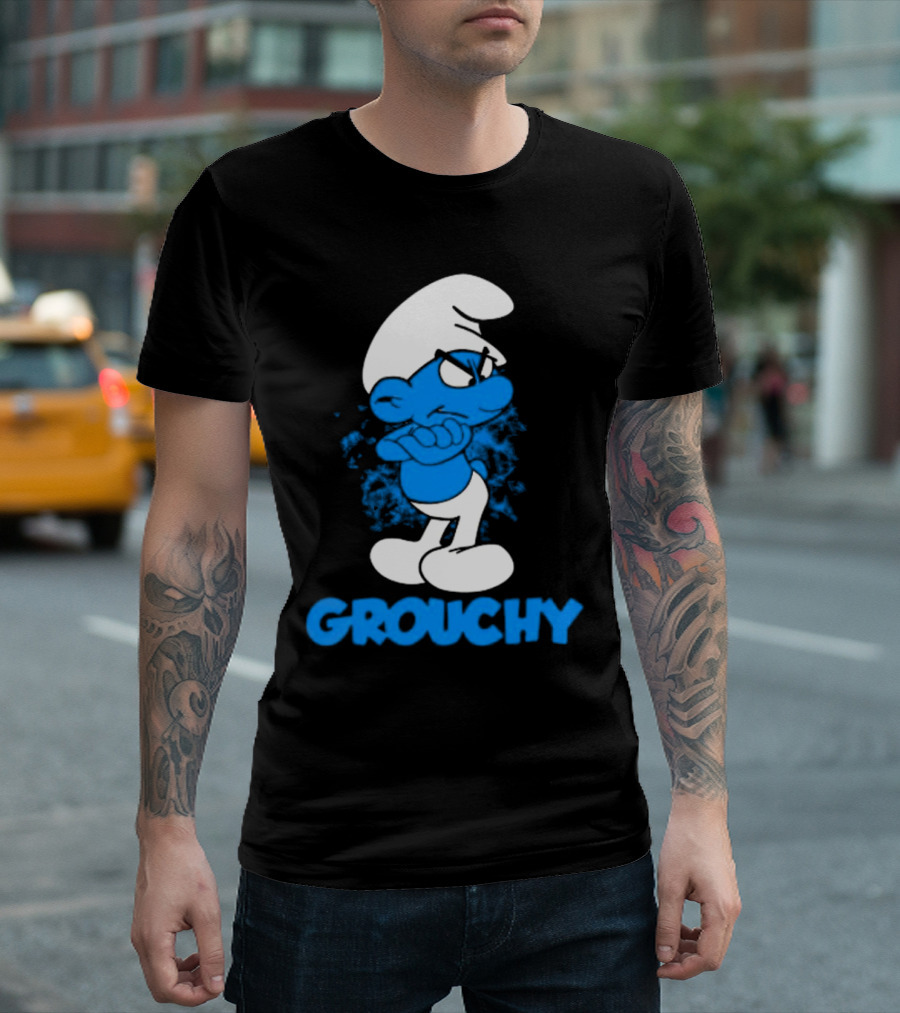 Grouchy Smurf Blue Attitude Character T-Shirt