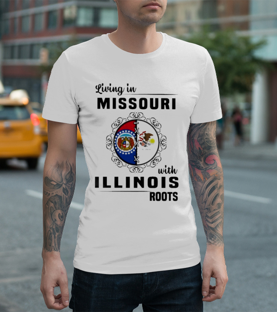 Living In Missouri With Illinois Roots State Seals Emblem T-Shirt