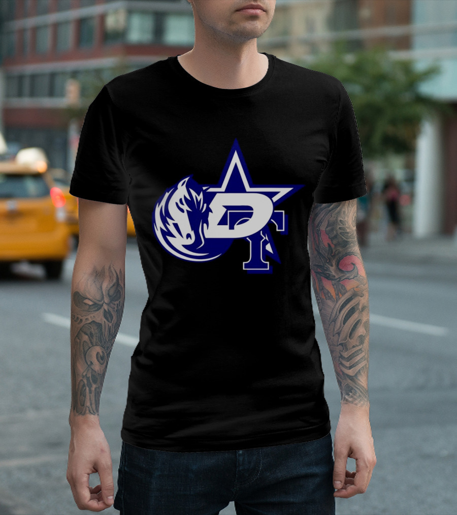 Dallas Cowboys Stars Mavericks Rangers Team Logos 4 Sports Collaboration T-Shirt