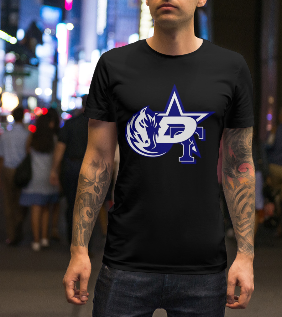 Dallas Cowboys Stars Mavericks Rangers Team Logos 4 Sports Collaboration T-Shirt