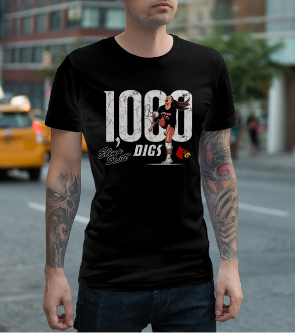 Elena Scott 1000 Digs Louisville Cardinals Volleyball Achievement T-Shirt