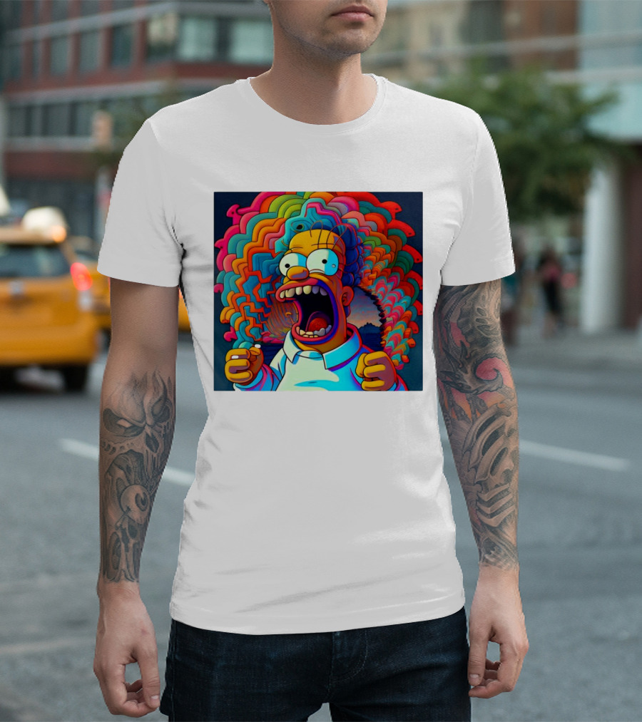 Homer Simpson Psychedelic Scream Wave Explosion T-Shirt