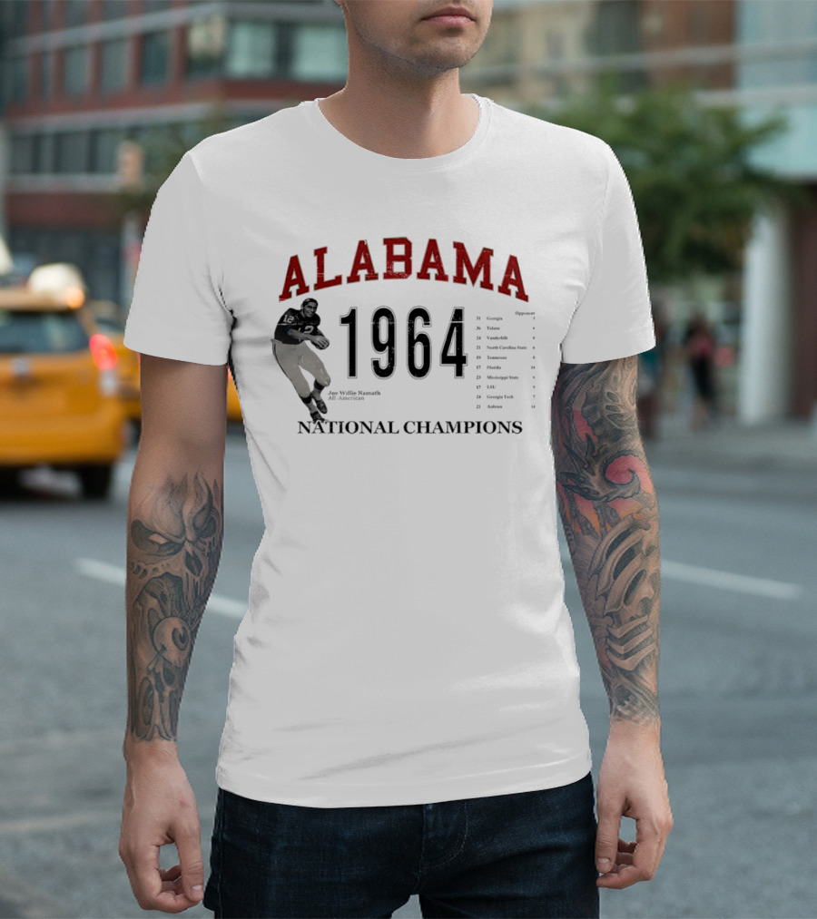 Alabama 1964 National Champions Joe Willie Namath Football Legend T-Shirt