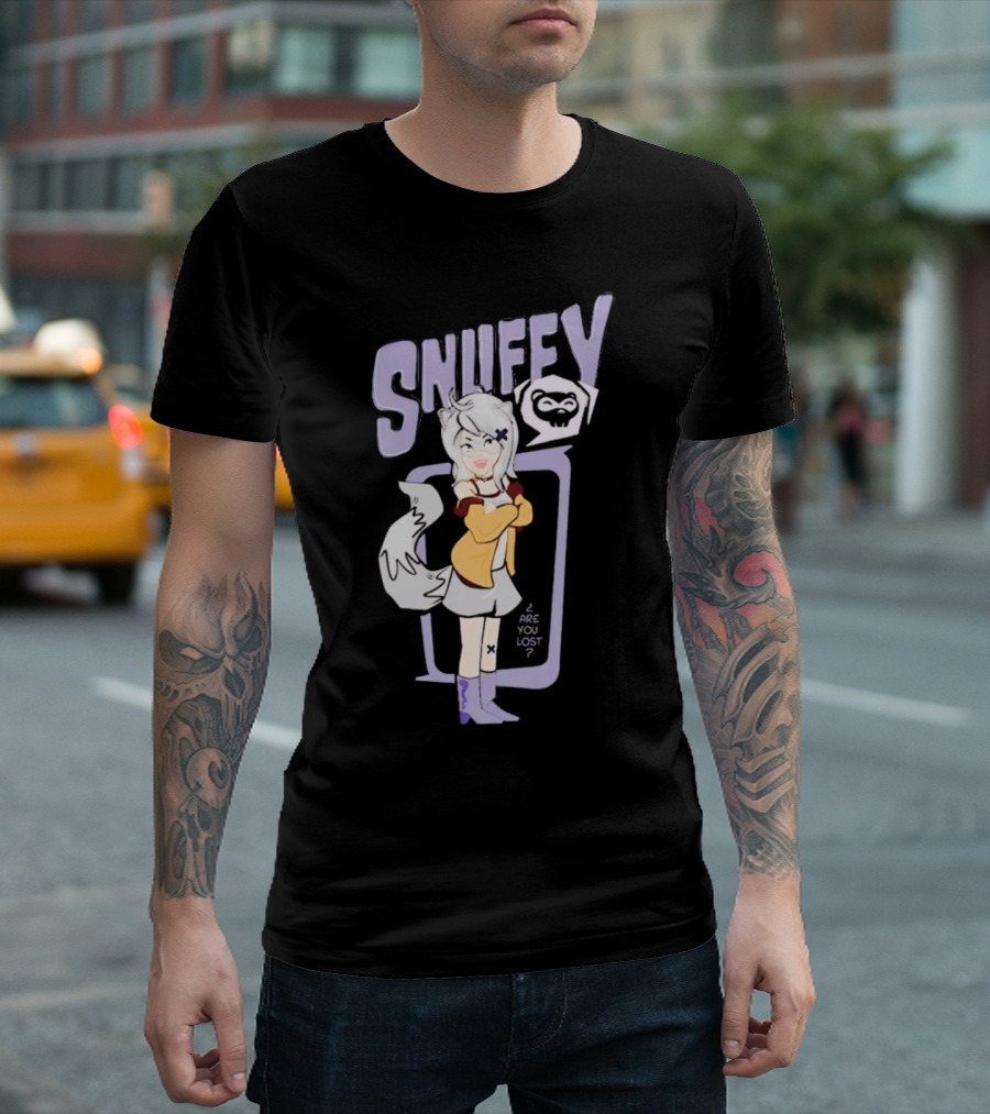 Snuffy Are You Lost Pastel Cartoon Character With White Tail And Purple Accessories T-Shirt