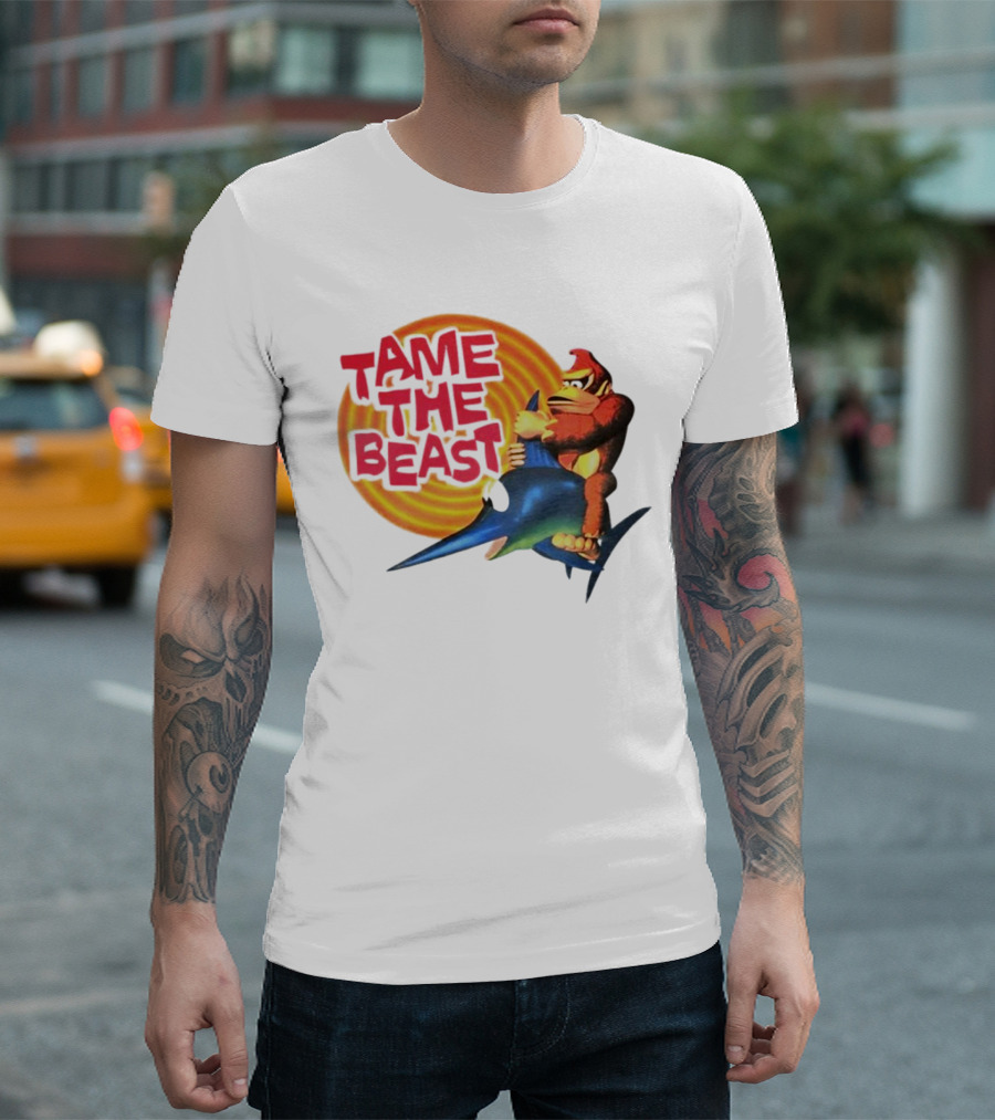 Tame The Beast Donkey Kong Riding Swordfish T-Shirt