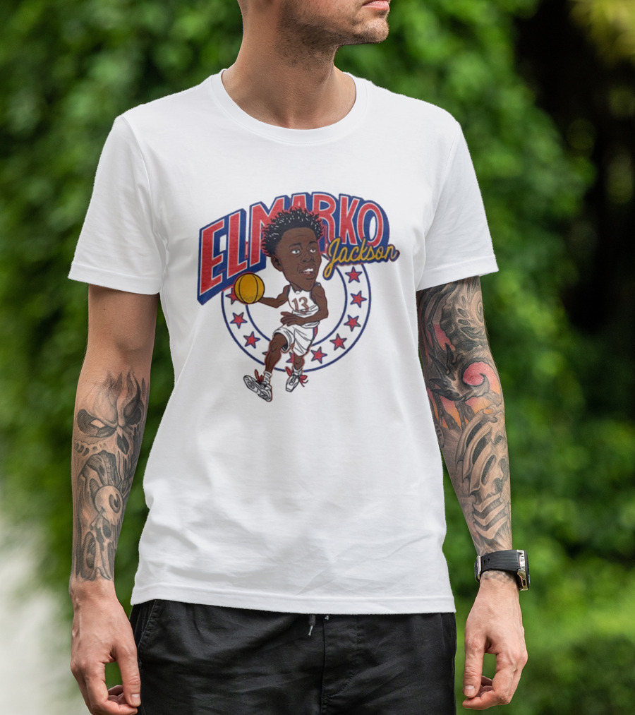 Elmarko Jackson Kansas Jayhawks Basketball Vintage Stars T-Shirt