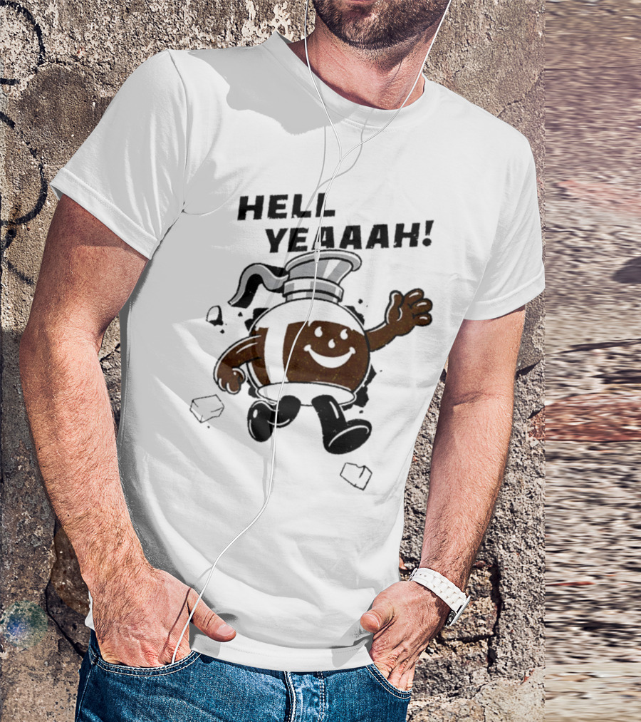 HELL YEAAAH FOR COFFEE MASCOT RUNNING ENTHUSIASTICALLY WITH ICE CUBES T-Shirt