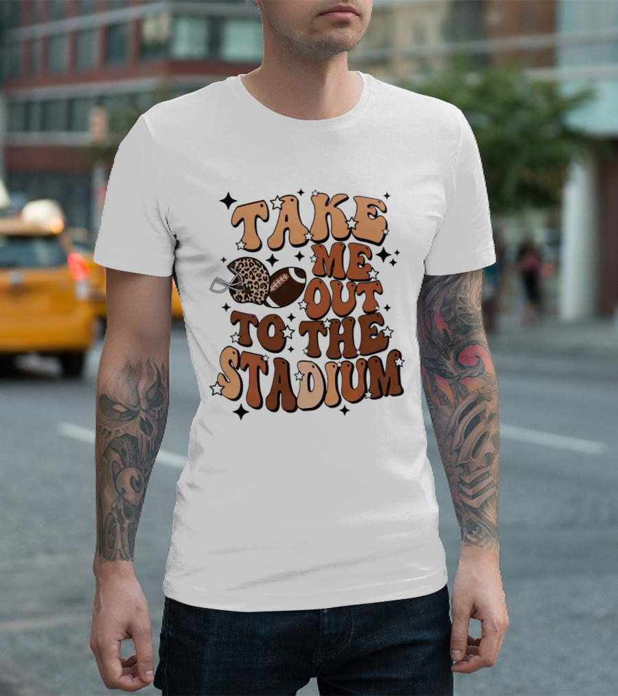 Take Me Out to the Stadium Leopard Helmet Football T-Shirt